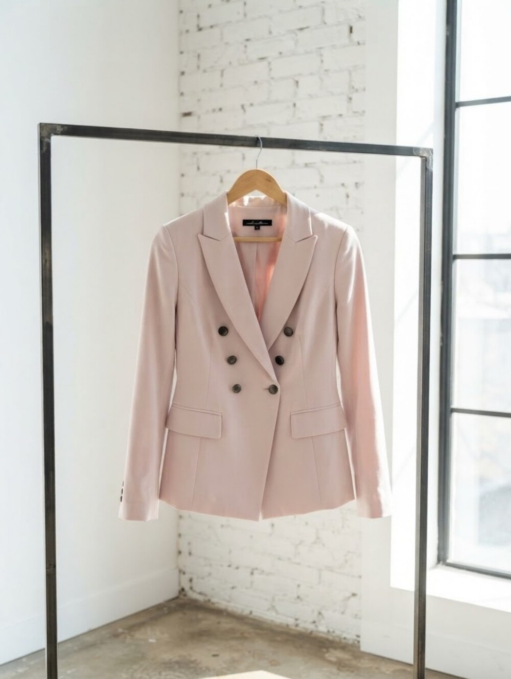 White House Black Market Pale Pink Double-Breasted Blazer